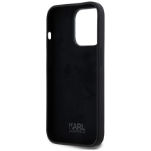 Karl Lagerfeld Silicone Metal Script Logo Case for iPhone 14 Pro Black