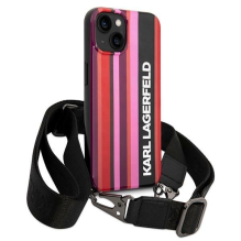 Karl Lagerfeld Color Stripes Strap Case for iPhone 14 Plus / 15 Plus 6.7&quot; - Pink