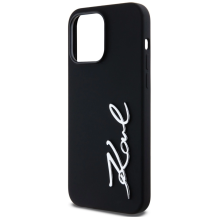 Karl Lagerfeld Silicone Metal Script Logo Case for iPhone 14 Pro Max Black