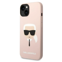 Karl Lagerfeld Silicone Karl`s Head Case for iPhone 14 / 15 / 13 6.1&quot; - pink