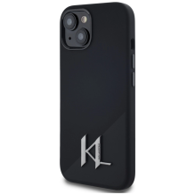 Karl Lagerfeld Silicone Shadow Metal Initial MagSafe Case for iPhone 15 Black