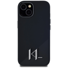 Karl Lagerfeld Silicone Shadow Metal Initial MagSafe Case for iPhone 15 Black