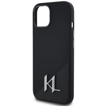 Karl Lagerfeld Silicone Shadow Metal Initial MagSafe Case for iPhone 15 Black