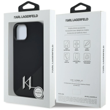 Karl Lagerfeld Silicone Shadow Metal Initial MagSafe Case for iPhone 15 Black