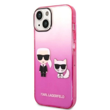 Karl Lagerfeld Gradient Ikonik Karl &amp; Choupette Case for iPhone 14 / 15 / 13 6.1&quot; - pink