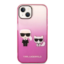 Karl Lagerfeld Gradient Ikonik Karl &amp; Choupette Case for iPhone 14 / 15 / 13 6.1&quot; - pink