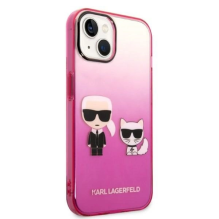 Karl Lagerfeld Gradient Ikonik Karl &amp; Choupette Case for iPhone 14 / 15 / 13 6.1&quot; - pink