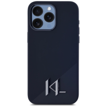 Karl Lagerfeld Silicone Shadow Metal Initial MagSafe Case for iPhone 15 Pro Black