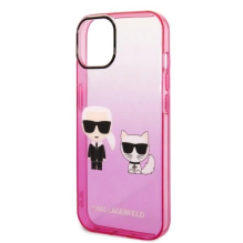 Karl Lagerfeld Gradient Ikonik Karl &amp; Choupette Case for iPhone 14 / 15 / 13 6.1&quot; - pink