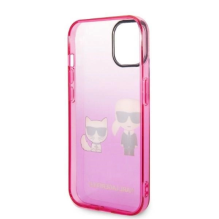 Karl Lagerfeld Gradient Ikonik Karl &amp; Choupette Case for iPhone 14 / 15 / 13 6.1&quot; - pink