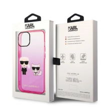 Karl Lagerfeld Gradient Ikonik Karl &amp; Choupette Case for iPhone 14 / 15 / 13 6.1&quot; - pink