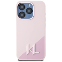 Karl Lagerfeld Silicone Shadow Metal Initial MagSafe Case for iPhone 15 Pro Max Pink