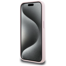 Karl Lagerfeld Silicone Shadow Metal Initial MagSafe Case for iPhone 15 Pro Max Pink