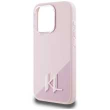 Karl Lagerfeld Silicone Shadow Metal Initial MagSafe Case for iPhone 15 Pro Max Pink