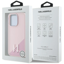 Karl Lagerfeld Silicone Shadow Metal Initial MagSafe Case for iPhone 15 Pro Max Pink