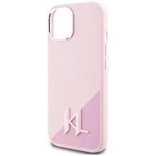 Karl Lagerfeld Silicone Shadow Metal Initial MagSafe iPhone 15 Case Pink