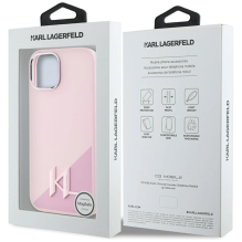 Karl Lagerfeld Silicone Shadow Metal Initial MagSafe iPhone 15 Case Pink