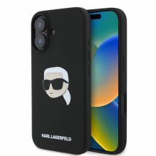 Karl Lagerfeld Silicone Karl Head Print MagSafe iPhone 16 Case - Black