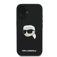 Karl Lagerfeld Silicone Karl Head Print MagSafe iPhone 16 Case - Black