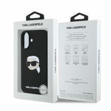 Karl Lagerfeld Silicone Karl Head Print MagSafe iPhone 16 Case - Black