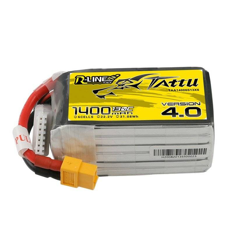 Tattu R-Line 4.0 1400mAh 22.2V 130C 6S1P XT60 Battery