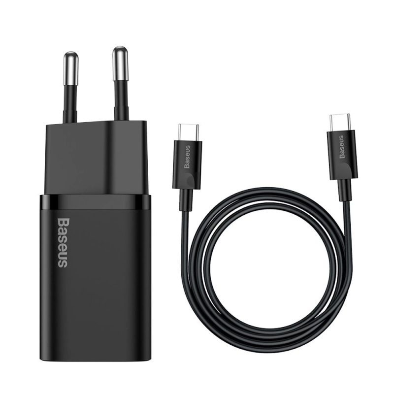 Baseus Super Si fast network charger Quick Charge 3.0 Power Delivery 25W 3A + Cable USB Type C - USB Type C 3A 1m black 