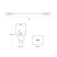 Baseus Super Si fast network charger Quick Charge 3.0 Power Delivery 25W 3A + Cable USB Type C - USB Type C 3A 1m black 