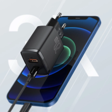 GRĄŽINTA PREKĖ Baseus Compact Fast USB / USB Type C įkroviklis 20W 3A Power Delivery Quick Charge 3.0 black (CCXJ-B01)