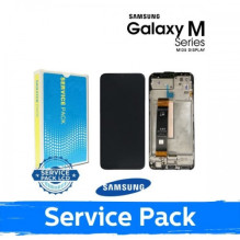 Ekranas skirtas Samsung M135 M13 4G juodas su rėmeliu (Service Pack)