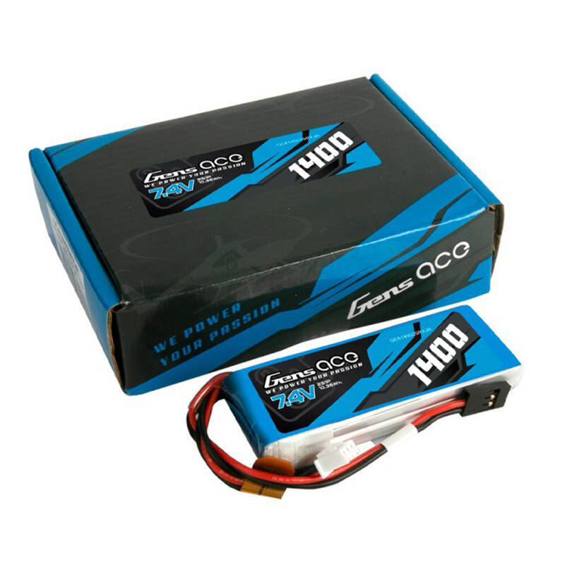 Gens ace 1400mAh 7.4V 2S1P LiPo baterija, skirta JR prijungtam siųstuvui