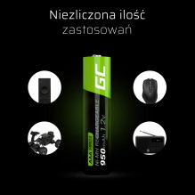 Green Cell 16x AAA HR03 950mAh Battery